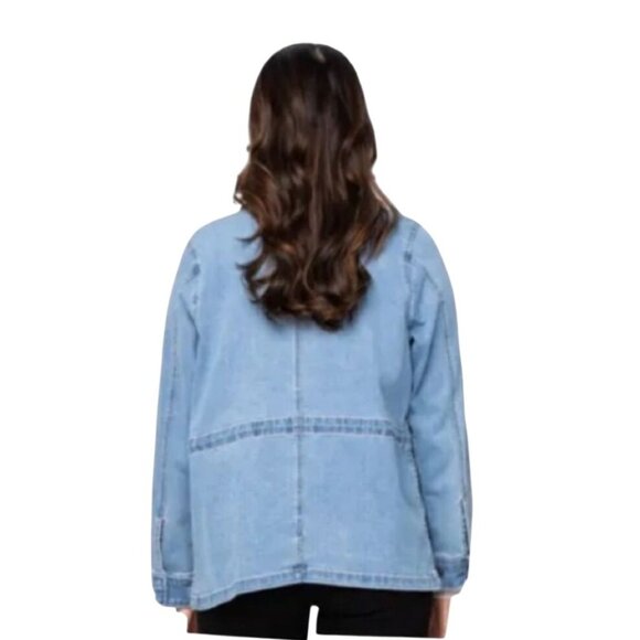 NWT Judy Blue Zip Up Denim Jean Jacket Cinched Waist Women's Size 3XL Boho Fall - Picture 13 of 13